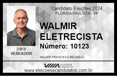 Candidato WALMIR ELETRECISTA 2024 - FLÓRIDA PAULISTA - Eleições