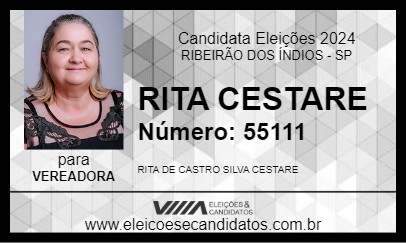 Candidato RITA CESTARE 2024 - RIBEIRÃO DOS ÍNDIOS - Eleições