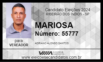 Candidato MARIOSA 2024 - RIBEIRÃO DOS ÍNDIOS - Eleições