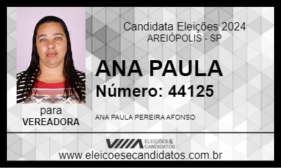 Candidato ANA PAULA 2024 - AREIÓPOLIS - Eleições