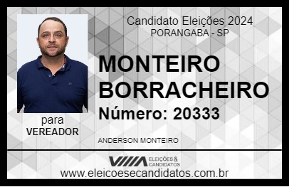 Candidato MONTEIRO BORRACHEIRO 2024 - PORANGABA - Eleições