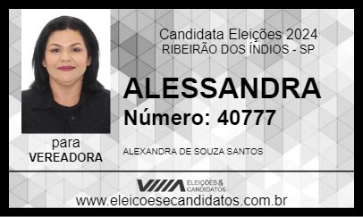 Candidato ALESSANDRA 2024 - RIBEIRÃO DOS ÍNDIOS - Eleições