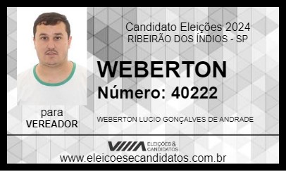 Candidato WEBERTON 2024 - RIBEIRÃO DOS ÍNDIOS - Eleições