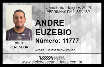 Candidato ANDRE EUZEBIO 2024 - PEDRINHAS PAULISTA - Eleições