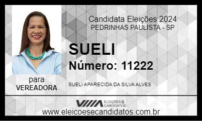 Candidato SUELI 2024 - PEDRINHAS PAULISTA - Eleições