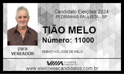 Candidato TIÃO MELO 2024 - PEDRINHAS PAULISTA - Eleições