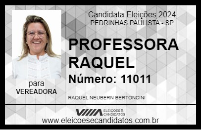 Candidato PROFESSORA RAQUEL 2024 - PEDRINHAS PAULISTA - Eleições