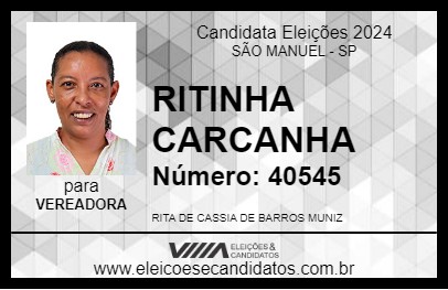 Candidato RITINHA CARCANHA 2024 - SÃO MANUEL - Eleições