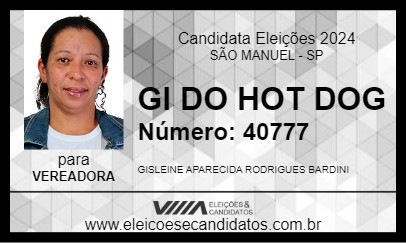 Candidato GI DO HOT DOG 2024 - SÃO MANUEL - Eleições