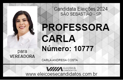 Candidato PROFESSORA CARLA 2024 - SÃO SEBASTIÃO - Eleições