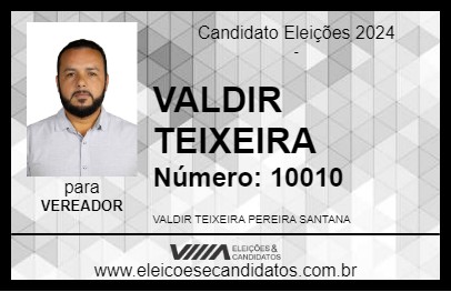 Candidato VALDIR TEIXEIRA 2024 - SÃO SEBASTIÃO - Eleições