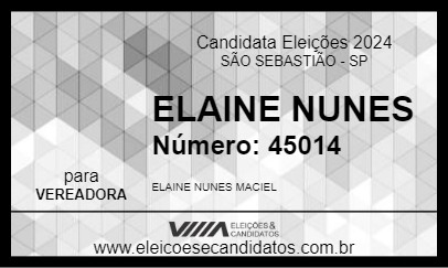 Candidato ELAINE NUNES 2024 - SÃO SEBASTIÃO - Eleições