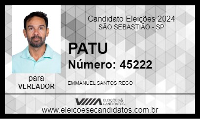 Candidato PATU 2024 - SÃO SEBASTIÃO - Eleições