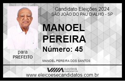 Candidato MANOEL PEREIRA 2024 - SÃO JOÃO DO PAU D\ALHO - Eleições