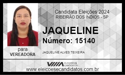 Candidato JAQUELINE 2024 - RIBEIRÃO DOS ÍNDIOS - Eleições