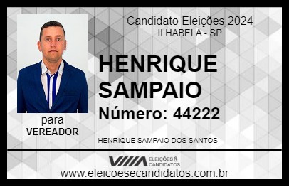 Candidato HENRIQUE SAMPAIO 2024 - ILHABELA - Eleições