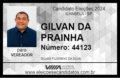 Candidato GILVAN DA PRAINHA 2024 - ILHABELA - Eleições