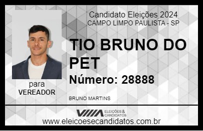 Candidato TIO BRUNO DO PET 2024 - CAMPO LIMPO PAULISTA - Eleições