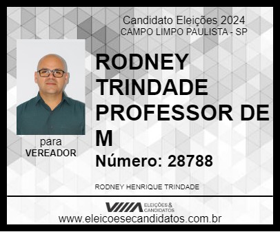 Candidato RODNEY TRINDADE PROFESSOR DE M 2024 - CAMPO LIMPO PAULISTA - Eleições