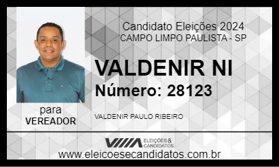 Candidato VALDENIR NI 2024 - CAMPO LIMPO PAULISTA - Eleições