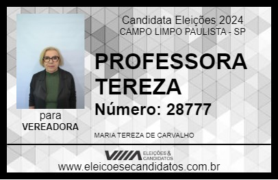 Candidato PROFESSORA TEREZA 2024 - CAMPO LIMPO PAULISTA - Eleições