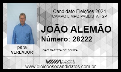 Candidato JOÃO ALEMÃO 2024 - CAMPO LIMPO PAULISTA - Eleições