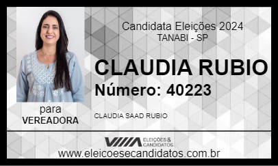 Candidato CLAUDIA RUBIO 2024 - TANABI - Eleições