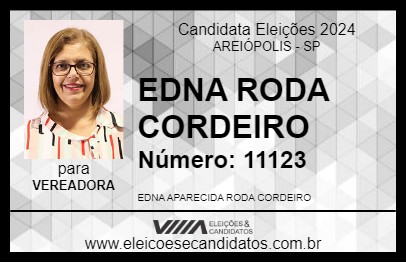 Candidato EDNA RODA CORDEIRO 2024 - AREIÓPOLIS - Eleições