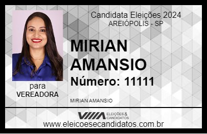 Candidato MIRIAN AMANSIO 2024 - AREIÓPOLIS - Eleições