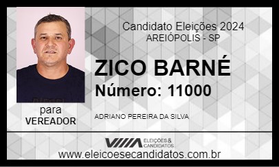 Candidato ZICO BARNÉ 2024 - AREIÓPOLIS - Eleições