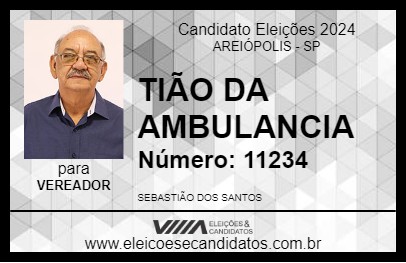 Candidato TIÃO DA AMBULANCIA 2024 - AREIÓPOLIS - Eleições