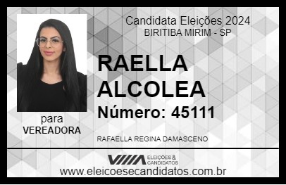 Candidato RAELLA ALCOLEA 2024 - BIRITIBA MIRIM - Eleições