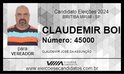 Candidato CLAUDEMIR BOI 2024 - BIRITIBA MIRIM - Eleições