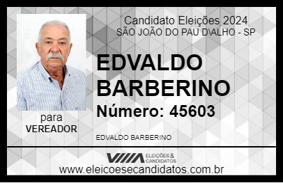 Candidato EDVALDO BARBERINO 2024 - SÃO JOÃO DO PAU D\ALHO - Eleições