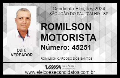 Candidato ROMILSON MOTORISTA 2024 - SÃO JOÃO DO PAU D\ALHO - Eleições