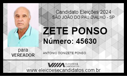 Candidato ZETE PONSO 2024 - SÃO JOÃO DO PAU D\ALHO - Eleições