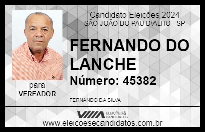 Candidato FERNANDO DO LANCHE 2024 - SÃO JOÃO DO PAU D\ALHO - Eleições