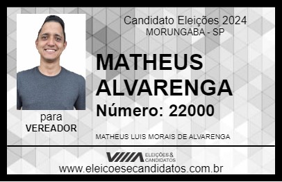 Candidato MATHEUS ALVARENGA 2024 - MORUNGABA - Eleições