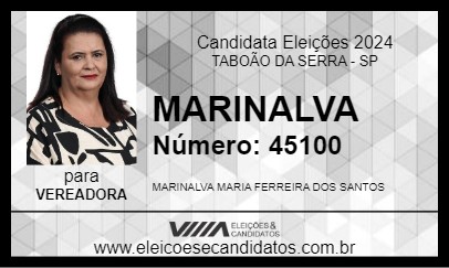 Candidato MARINALVA 2024 - TABOÃO DA SERRA - Eleições