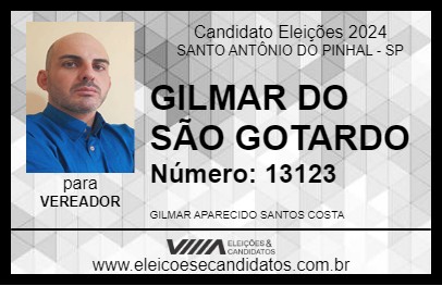 Candidato GILMAR DO SÃO GOTARDO 2024 - SANTO ANTÔNIO DO PINHAL - Eleições