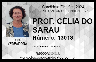 Candidato PROF. CÉLIA DO SARAU 2024 - SANTO ANTÔNIO DO PINHAL - Eleições