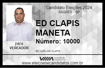 Candidato ED CLAPIS MANETA 2024 - SAGRES - Eleições