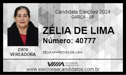 Candidato ZÉLIA DE LIMA 2024 - GARÇA - Eleições