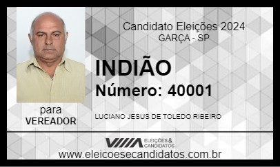 Candidato INDIÃO 2024 - GARÇA - Eleições