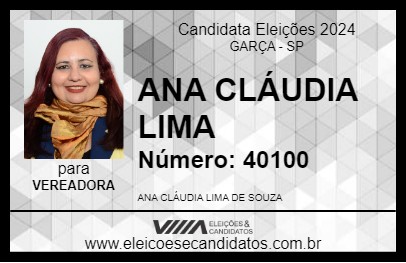 Candidato ANA CLÁUDIA LIMA 2024 - GARÇA - Eleições