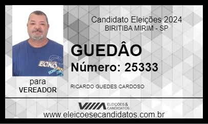 Candidato GUEDÂO 2024 - BIRITIBA MIRIM - Eleições