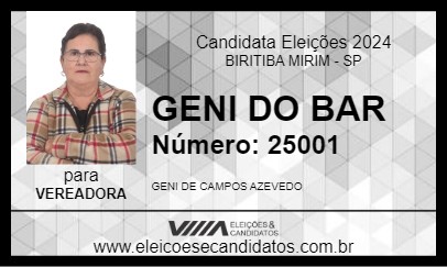 Candidato GENI DO BAR 2024 - BIRITIBA MIRIM - Eleições