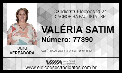 Candidato VALÉRIA SATIM 2024 - CACHOEIRA PAULISTA - Eleições