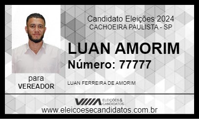 Candidato LUAN AMORIM 2024 - CACHOEIRA PAULISTA - Eleições