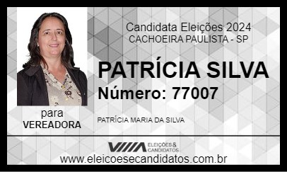 Candidato PATRÍCIA SILVA 2024 - CACHOEIRA PAULISTA - Eleições